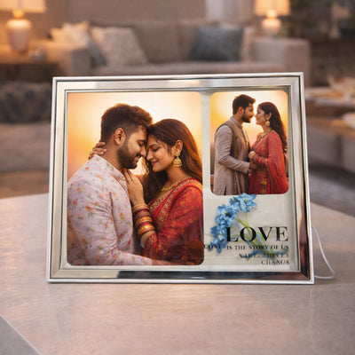 Lovebloom Personalized Dual Photo LED Light Frame – Custom Couple Memory Frame