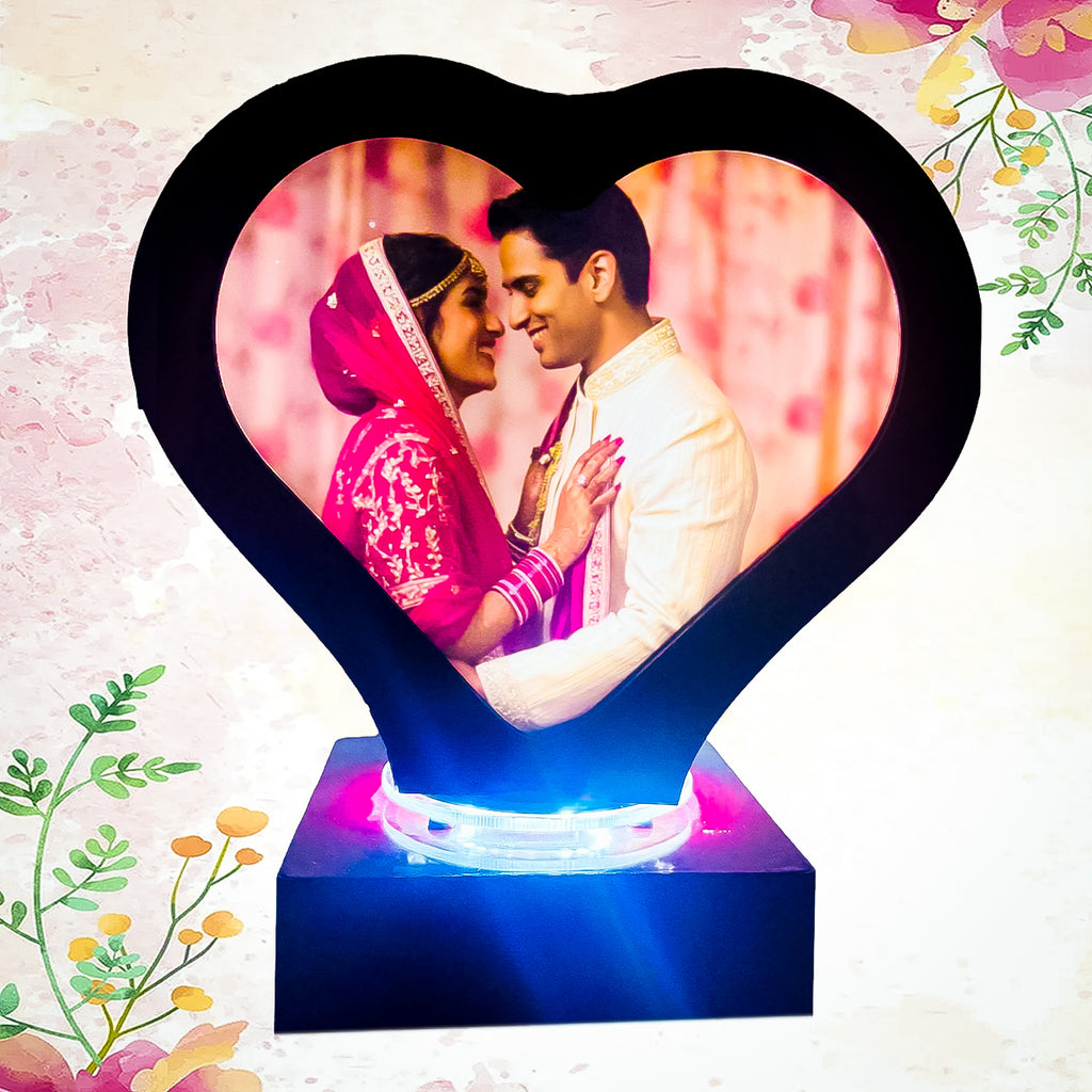 Heart-Shaped Personalized LED Photo Lamp | Custom Couple Photo Gift for Anniversary, Wedding & Valentine’s Day