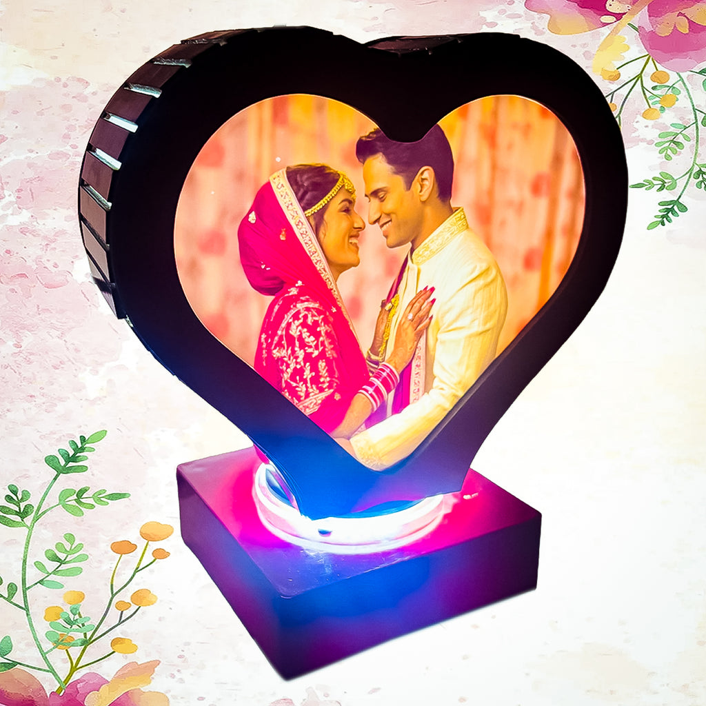 Heart-Shaped Personalized LED Photo Lamp | Custom Couple Photo Gift for Anniversary, Wedding & Valentine’s Day