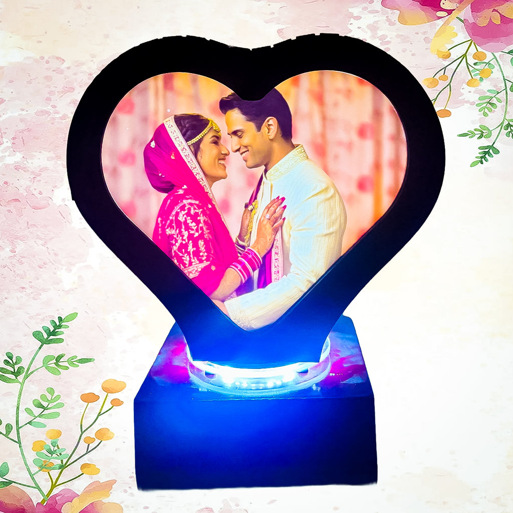 Heart-Shaped Personalized LED Photo Lamp | Custom Couple Photo Gift for Anniversary, Wedding & Valentine’s Day