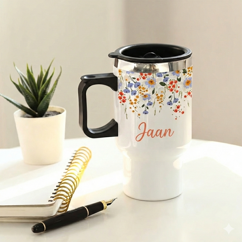 Lovebloom Flower Paradise Personalized Travel Mug – Custom Stainless Steel Tumbler
