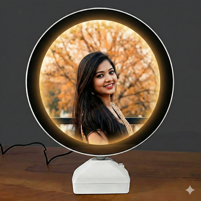Lovebloom Personalized Round LED Photo Frame – Custom Glowing Memory Lamp