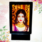 Rectangular personalized LED photo lamp with custom portrait print